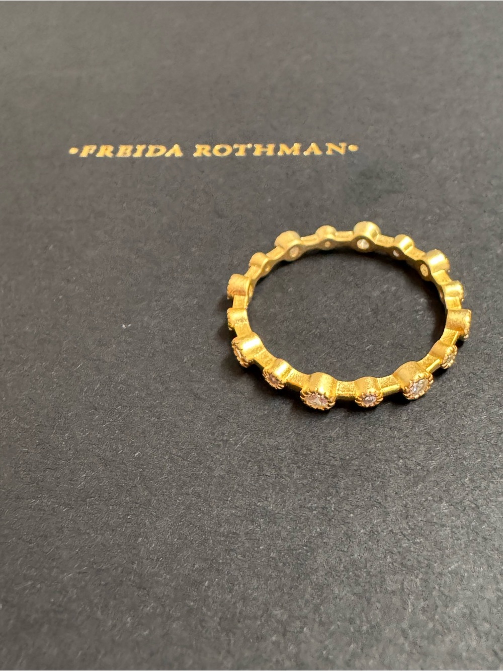 Freida Rothman Gold Alternating Bezel Stacking Ring - Picture 5 of 7